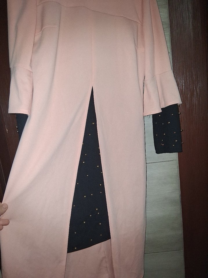 Pembe Uzun Kollu Drapeli Kadın tunik - Görsel 2