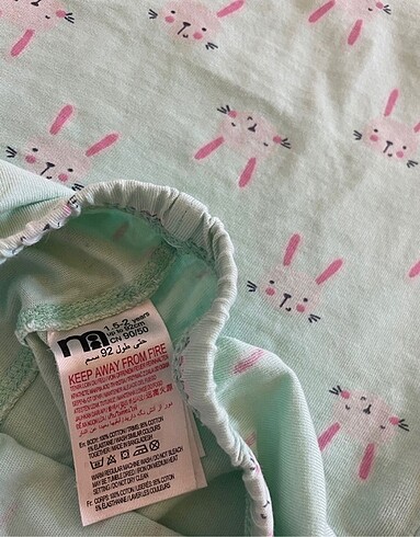 18-24 Ay Beden beyaz Renk 3 lü pijama takımı