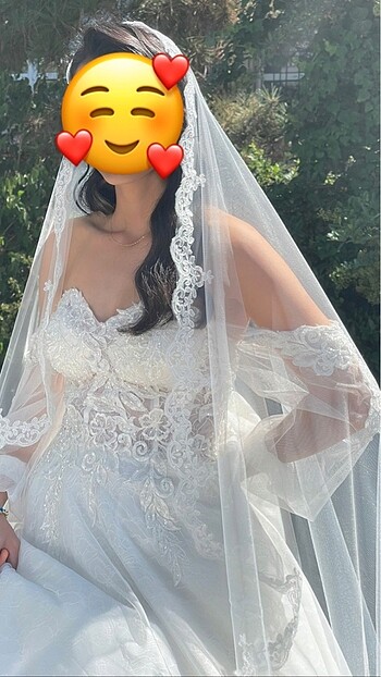 Askısız straplez gelinlik(başımdaki duvakta dahildir)