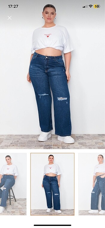 Trendyol & Milla koyu mavi wide leg kot pantolon