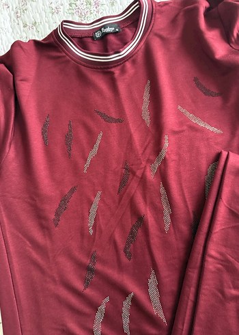 Bordo Uzun Kollu tunik takım - Görsel 2
