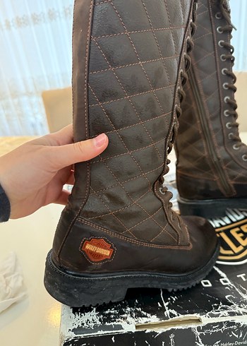 Harley Deri Kahverengi kadın çizme - Görsel 4