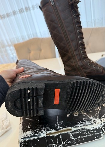 Harley Deri Kahverengi kadın çizme - Görsel 5