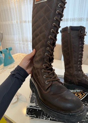 Harley Deri Kahverengi kadın çizme - Görsel 2