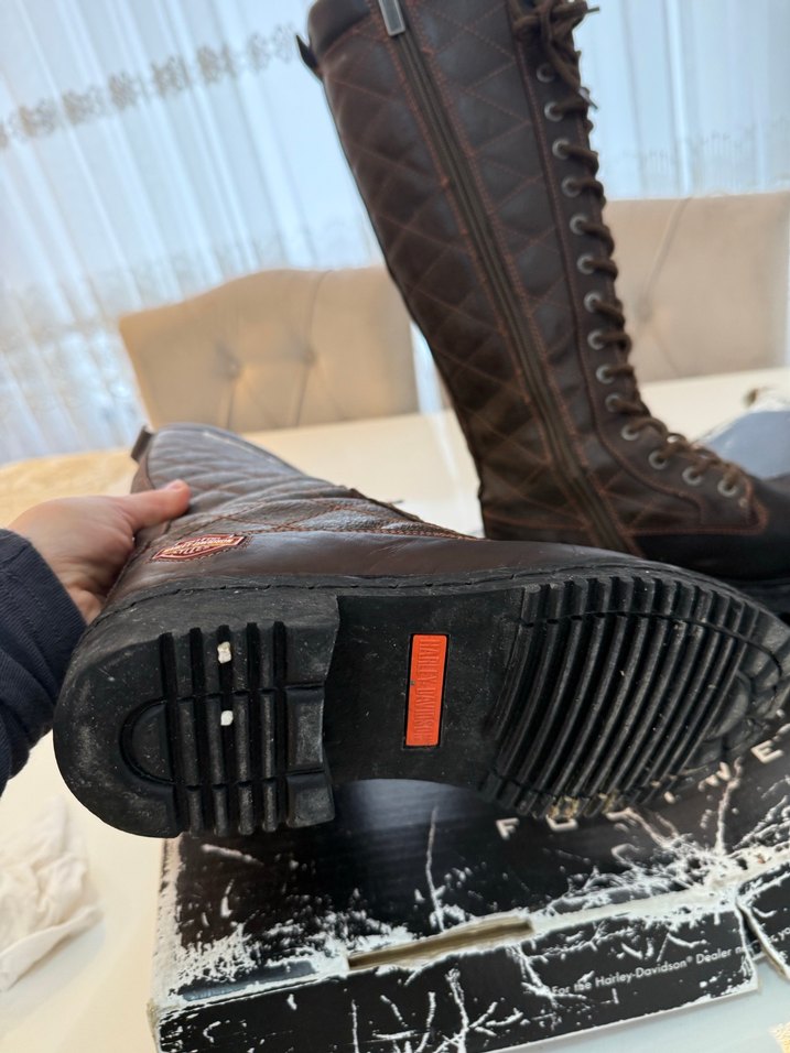 Harley Deri Kahverengi kadın çizme - Görsel 5