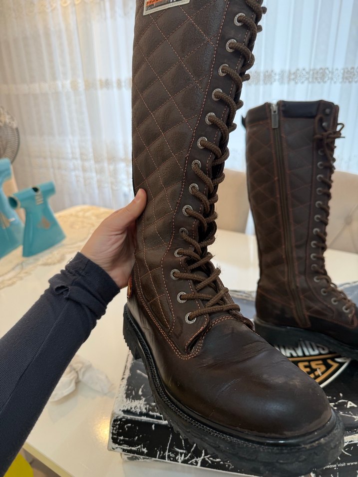 Harley Deri Kahverengi kadın çizme - Görsel 2