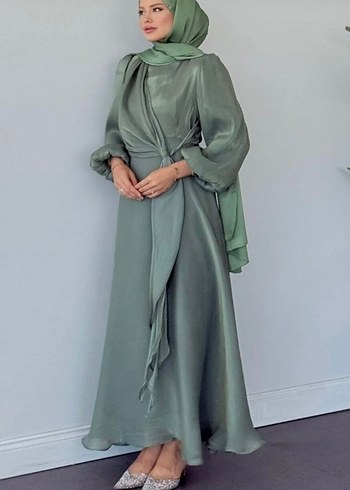 Drapeli Uzun Kollu Kadın Elbise - Görsel 3