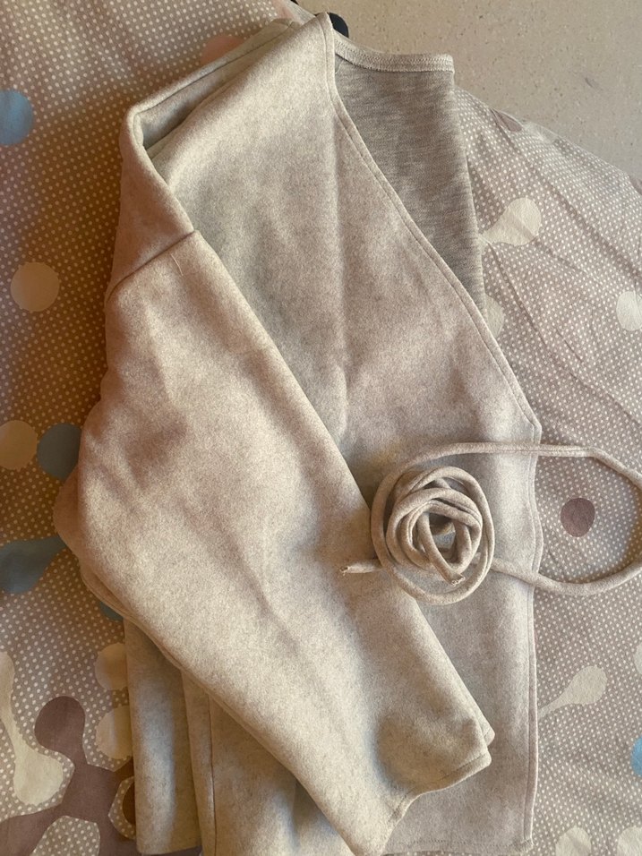 Gri Süet Kemerli Mini Hırka-Ceket - Görsel 5