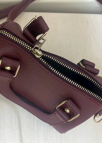 Bordo Deri Kadın Omuz Çantası - Görsel 5