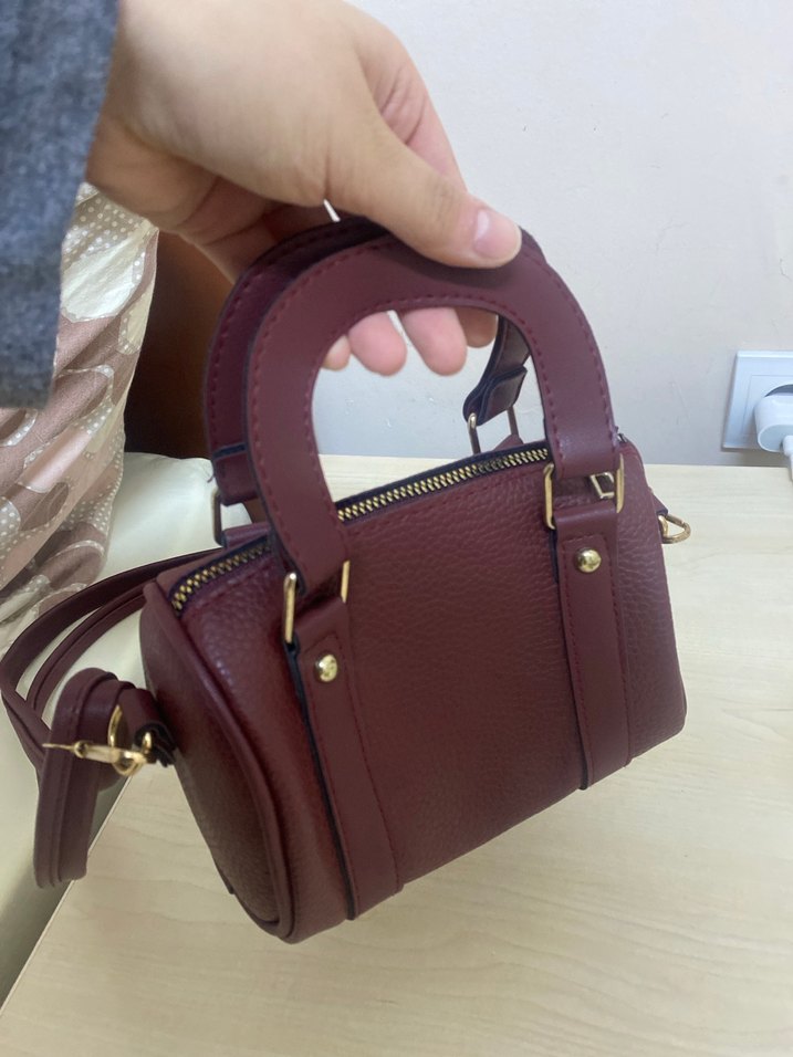 Bordo Deri Kadın Omuz Çantası - Görsel 4