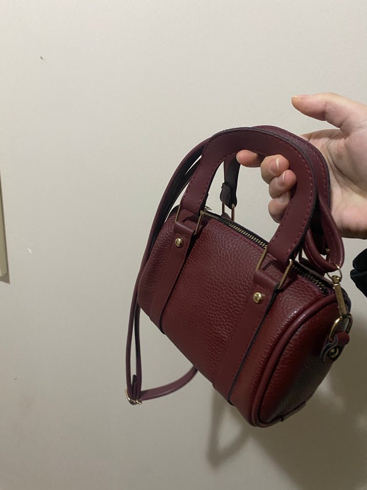 Bordo Deri Kadın Omuz Çantası - Görsel 2