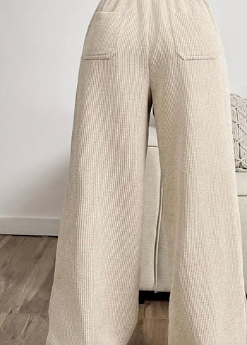 Bej   Kadın Bol Kesim Keten Pantolon - Görsel 2