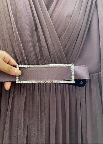 Pudra Renkli Uzun Drapeli Abiye Elbise - Görsel 2