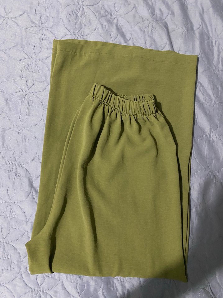 Kadın Haki Uzun Keten Takım - Görsel 2