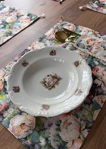 Runner, Amerikan Servis ve Nakışlı Peçete Seti - Görsel 6