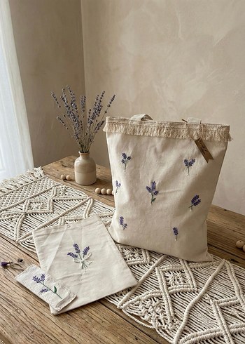 Nakışlı Bohem Set | Bez Çanta, Kitap Kılıfı, Ayraç - Görsel 2