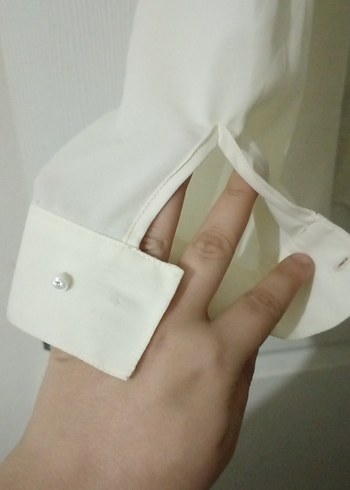 Düğmeli Beyaz Kadın Gömlek - Görsel 4