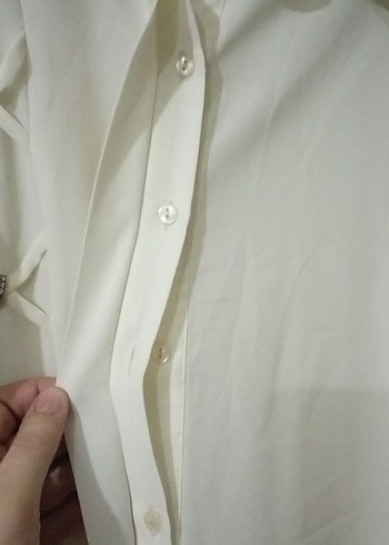 Düğmeli Beyaz Kadın Gömlek - Görsel 5