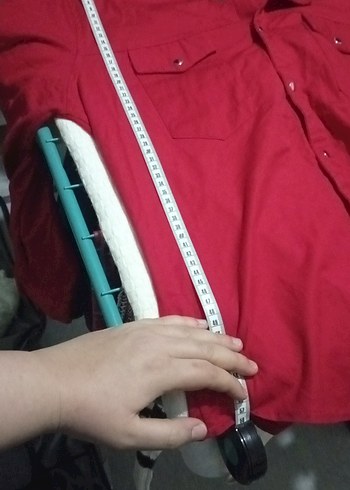 Kırmızı Düğmeli Uzun Kollu kadın Gömlek - Görsel 8