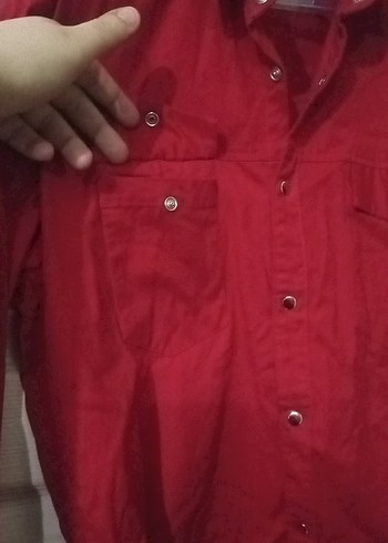 Kırmızı Düğmeli Uzun Kollu kadın Gömlek - Görsel 3