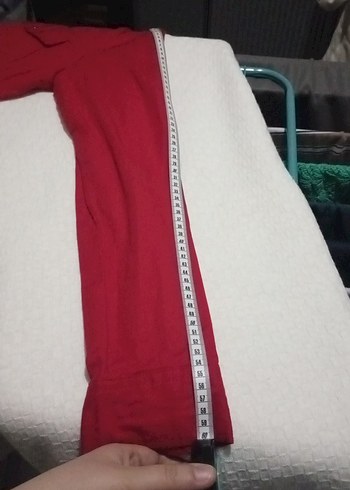 Kırmızı Düğmeli Uzun Kollu kadın Gömlek - Görsel 10