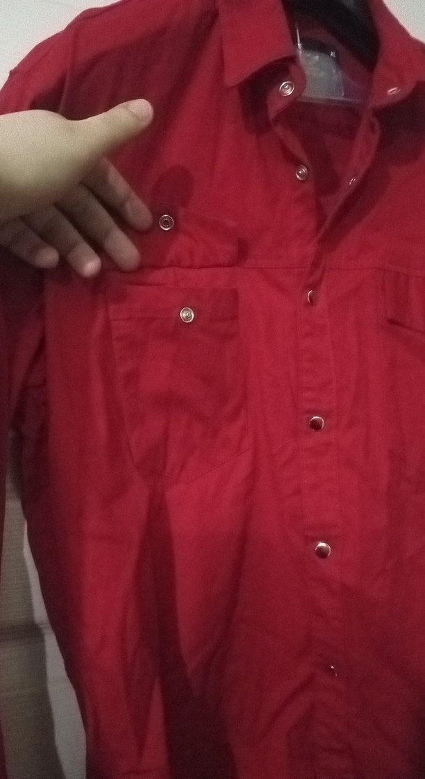 Kırmızı Düğmeli Uzun Kollu kadın Gömlek - Görsel 3