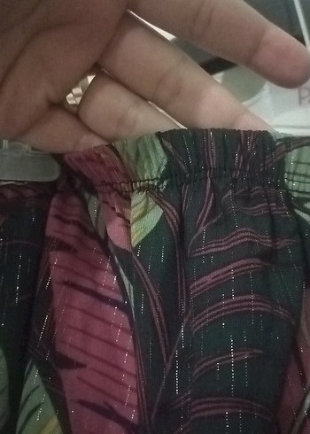 Bohem Çok Renkli Pilili Kadın Kumaş Pantolon - Görsel 5