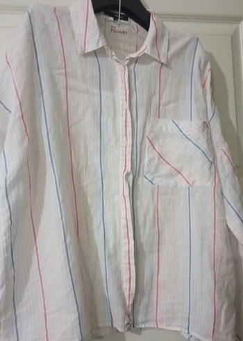 Kadın Beyaz Keten Uzun Kollu Gömlek - Görsel 8