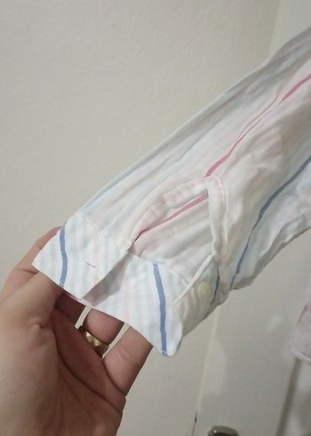 Kadın Beyaz Keten Uzun Kollu Gömlek - Görsel 7