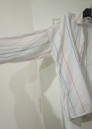 Kadın Beyaz Keten Uzun Kollu Gömlek - Görsel 2