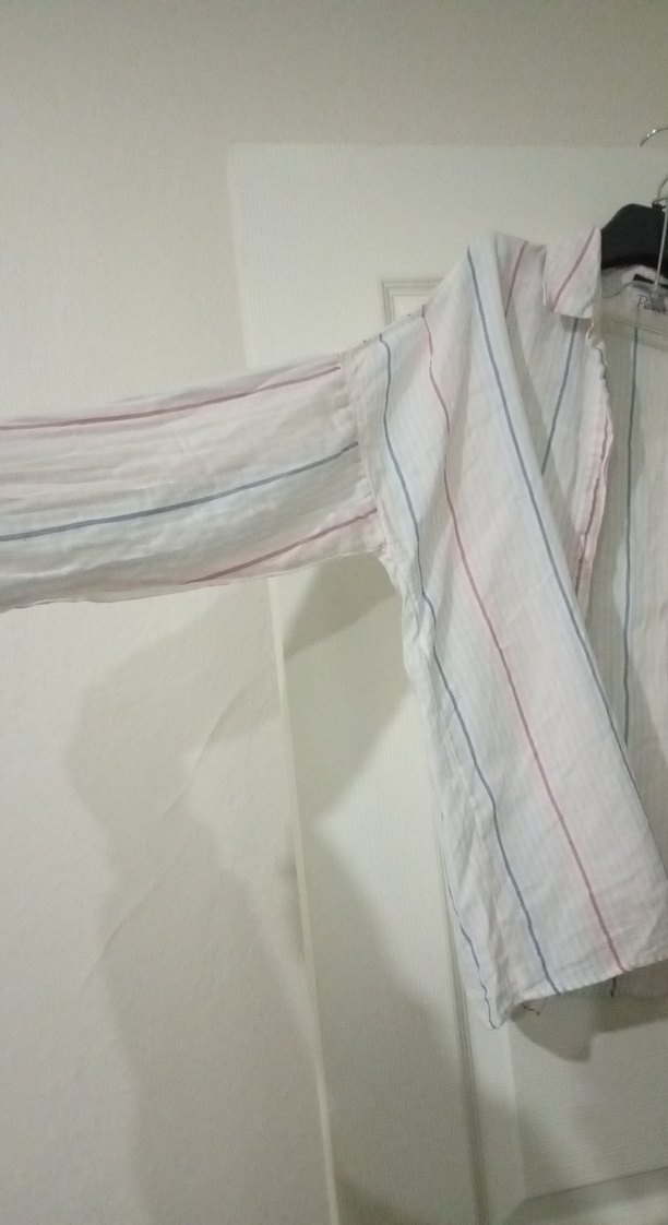 Kadın Beyaz Keten Uzun Kollu Gömlek - Görsel 2