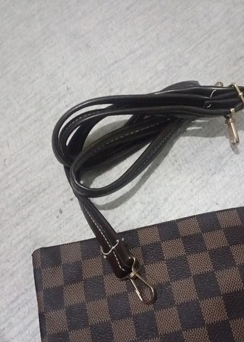 Kahverengi Ekose Desenli Deri Kadın Çanta - Görsel 5