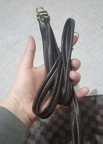 Kahverengi Ekose Desenli Deri Kadın Çanta - Görsel 8