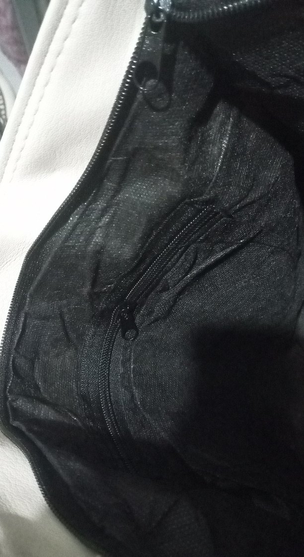 Beyaz Deri Fermuarlı Kadın Çanta - Görsel 4