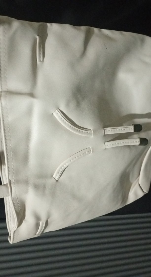 Beyaz Deri Fermuarlı Kadın Çanta - Görsel 5