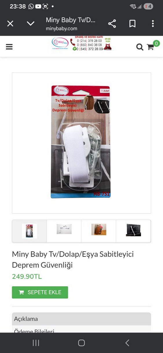 Miny Baby MB 751 DEPREM GÜVENLİK EŞYA SABİTLEYİCİ - Görsel 4