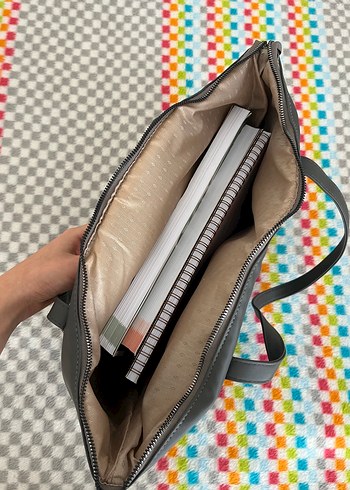 Gri Fermuarlı Kadın Çantası - Görsel 4