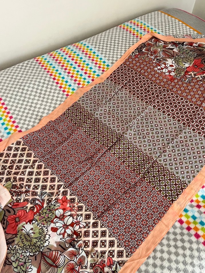 Çiçek Desenli Çok Renkli Bohem Kadın Şal - Görsel 3