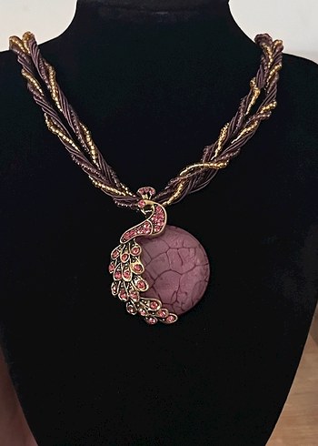 Accessorize Uzun Mor Boncuklu Bohem tavuk kuşu Kolye