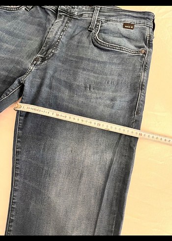 46 Beden Erkek Lacivert Kemerli Denim Jean