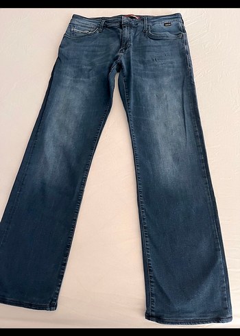 Erkek Lacivert Kemerli Denim Jean