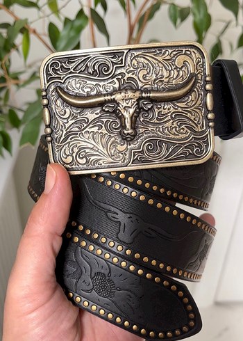 American Vintage Bohem Tarz Siyah Deri Kemer