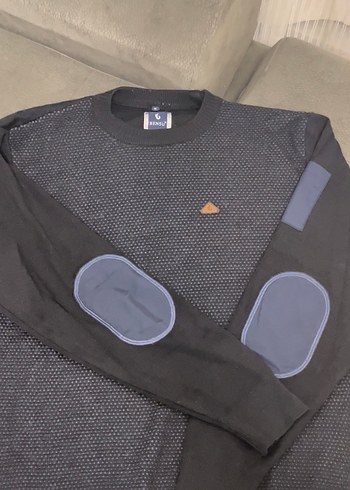 Siyah Erkek Triko Sweatshirt, Bisiklet Yaka, Uzun Kollu - Görsel 3