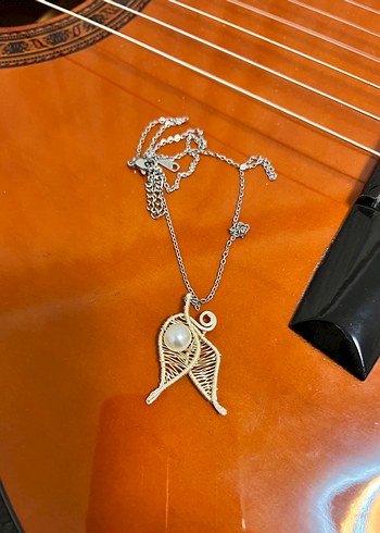 El işi Mini Bej Boncuklu Bohem Kolye - Görsel 2