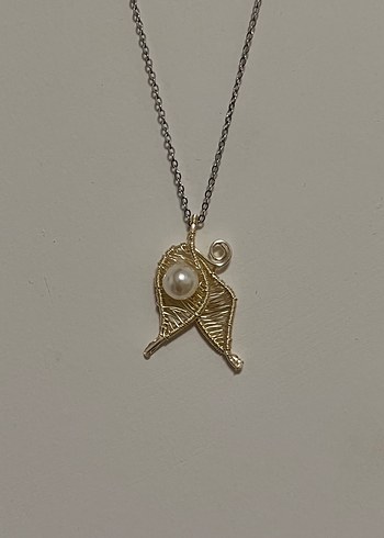 El işi Mini Bej Boncuklu Bohem Kolye - Görsel 3