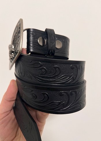 Vintage Siyah metal kartal tokalı Kemer - Görsel 4