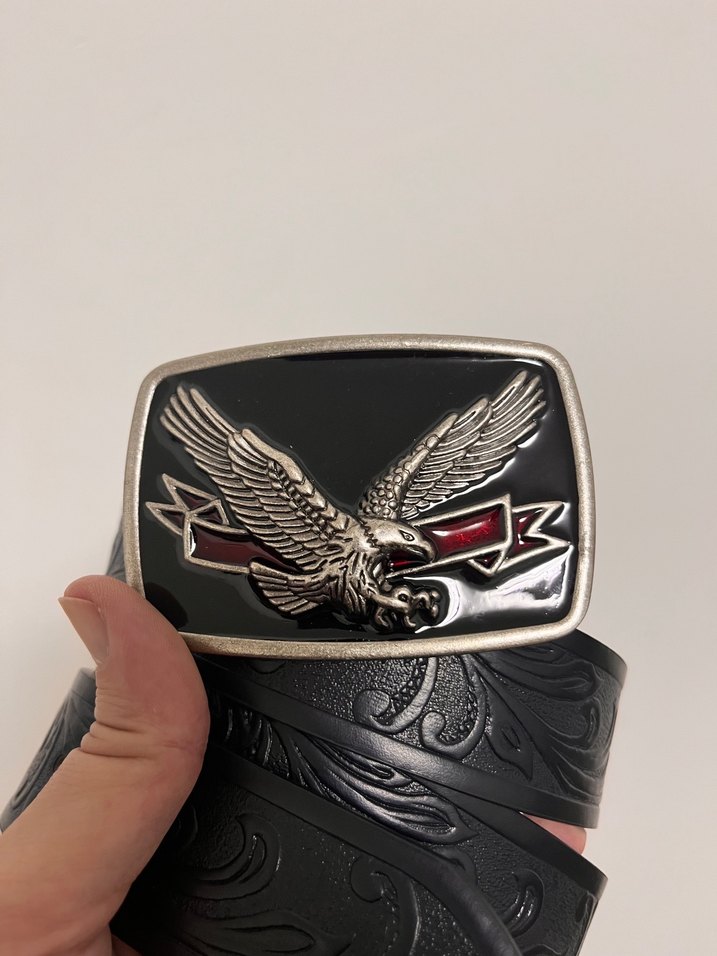 Vintage Siyah metal kartal tokalı Kemer - Görsel 3