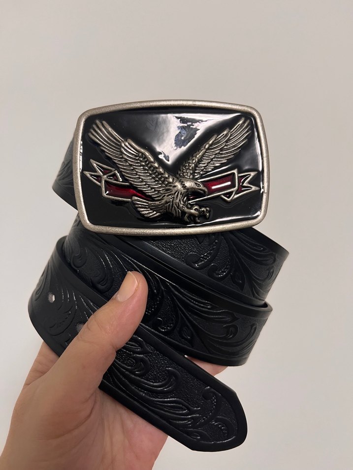 Vintage Siyah metal kartal tokalı Kemer - Görsel 2