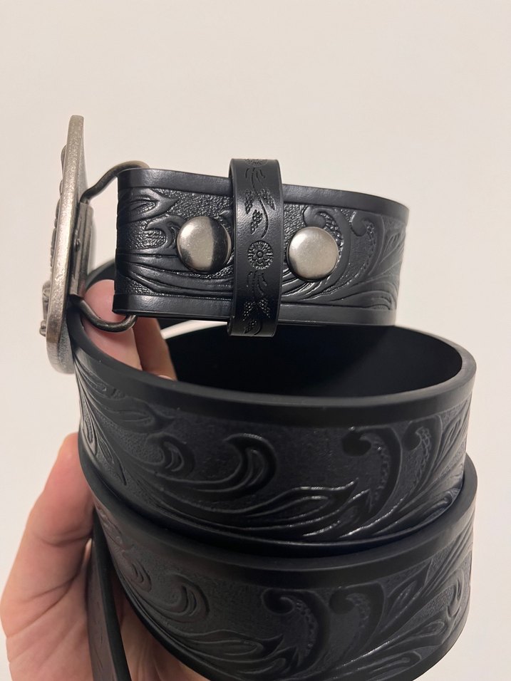 Vintage Siyah metal kartal tokalı Kemer - Görsel 5