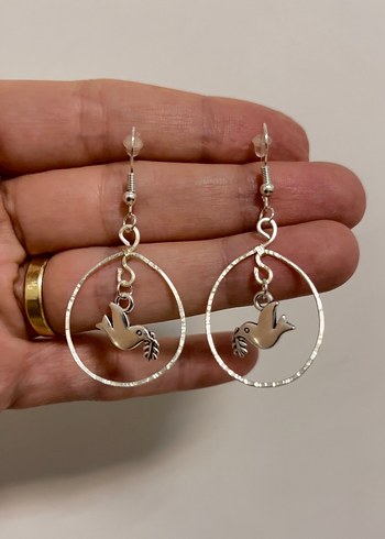 Gümüş kaplama Bohem  güvercin Figürlü Midi Küpe - Görsel 2